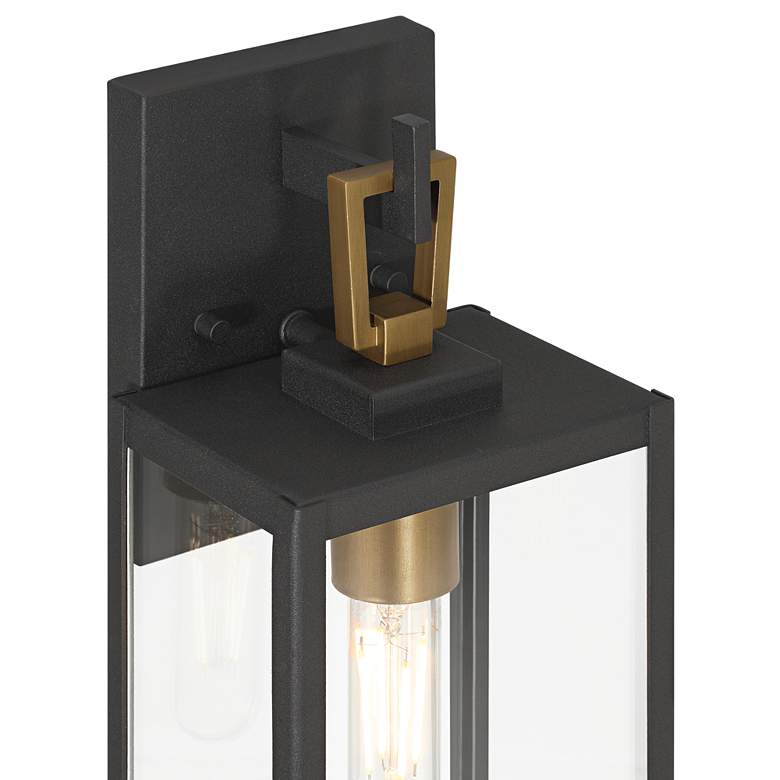 Image 2 Possini Euro Trystin 13" High Black and Brass Outdoor Wall Light more views