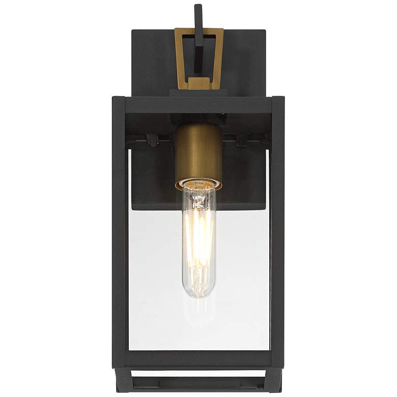 Image 4 Possini Euro Trystin 13" High Black and Brass Outdoor Wall Light more views