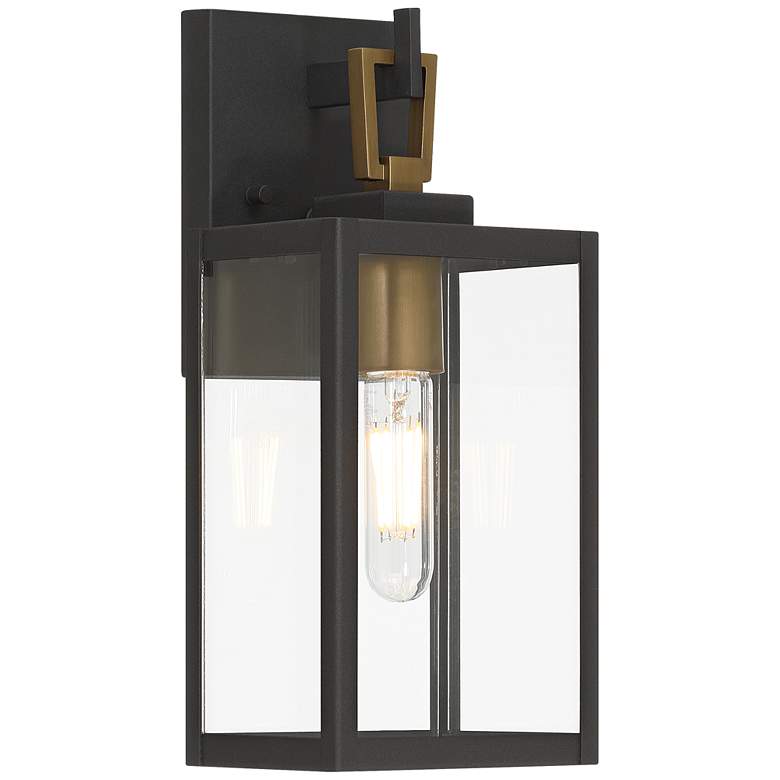 Image 5 Possini Euro Trystin 13" High Black and Brass Outdoor Wall Light more views