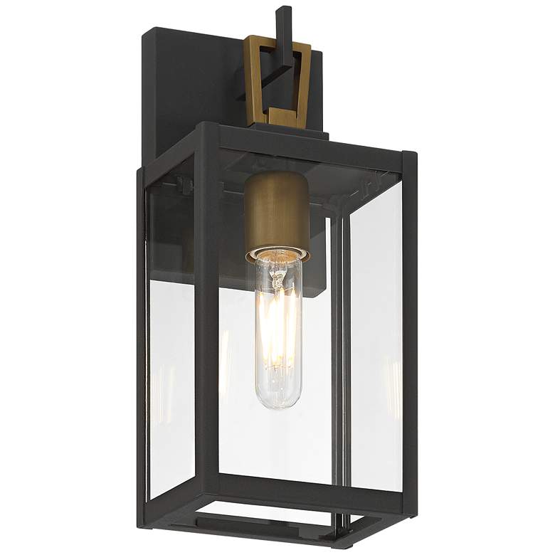 Image 6 Possini Euro Trystin 13" High Black and Brass Outdoor Wall Light more views