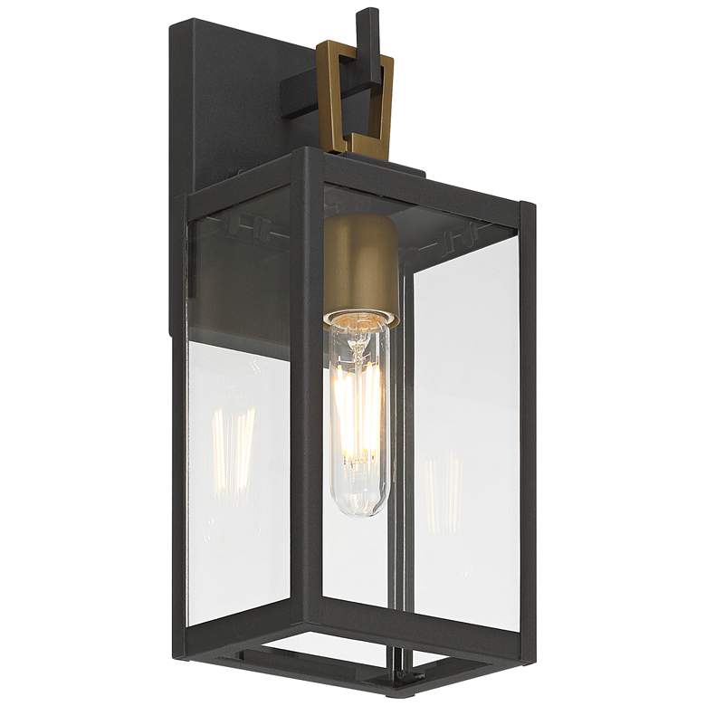 Image 7 Possini Euro Trystin 13" High Black and Brass Outdoor Wall Light more views