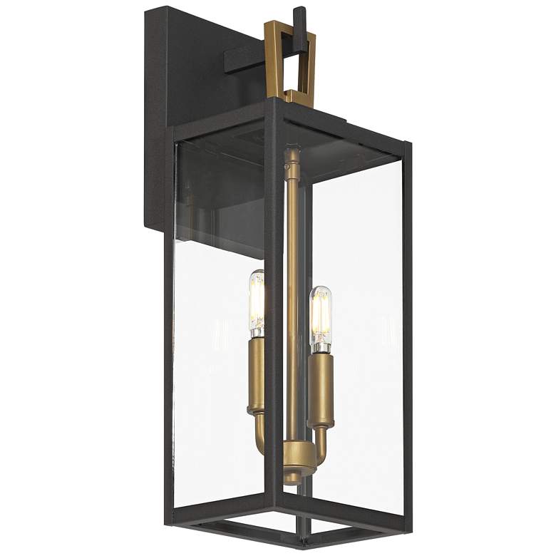 Image 6 Possini Euro Trystin 18"H Black & Brass 2-Light Outdoor Wall Light more views