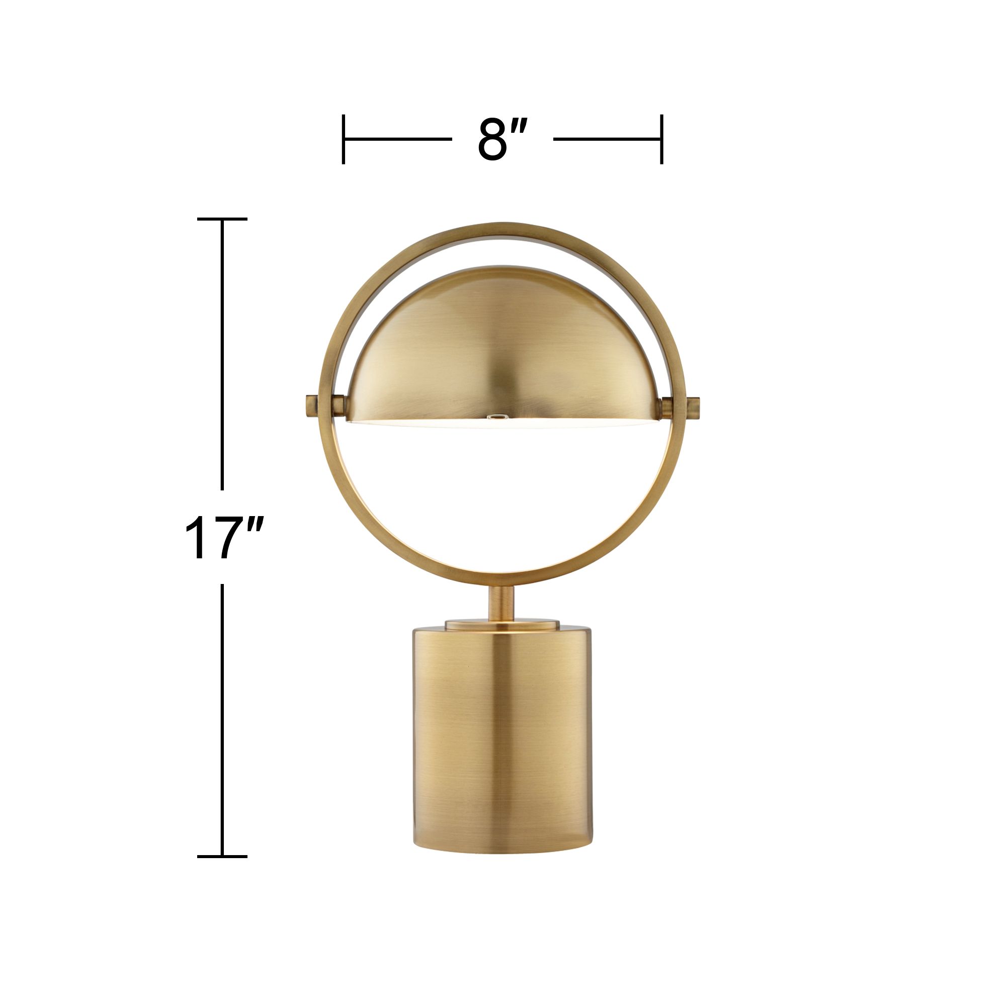 Image 3 Possini Euro Tular 17" Brass Dome Modern Mushroom Table Lamp more views