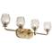 Possini Euro Tulip Glass 28 1/2"W Brass 4-Light Bath Light