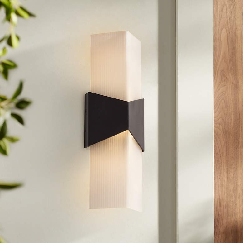 Image 1 Possini Euro Tux 18" High Black and White LED Outdoor Wall Light