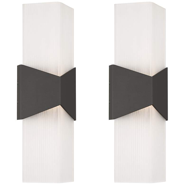 Image 2 Possini Euro Tux 18" High Black and White LED Wall Sconce Set of 2