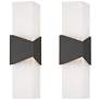 2_Possini Euro Tux 18" High Black and White LED Wall Sconce Set of 2