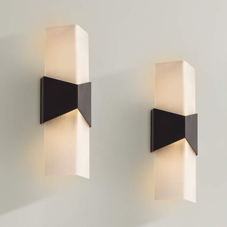 Image 1 Possini Euro Tux 18" High Black and White LED Wall Sconce Set of 2