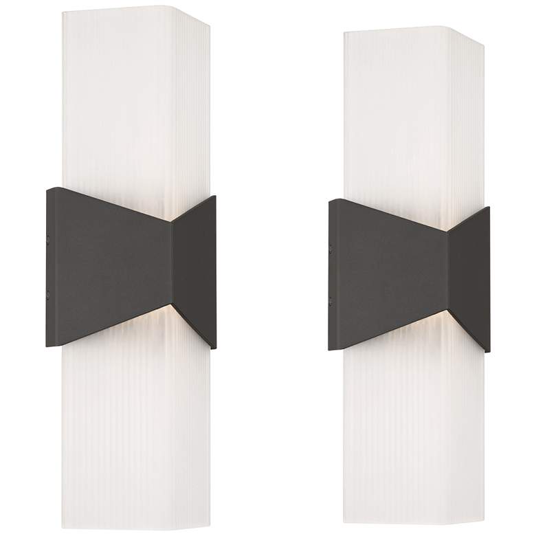 Image 1 Possini Euro Tux 18"H Black and White LED Outdoor Wall Light Set of 2