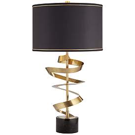 Image3 of Possini Euro Twist 31" Marble and Brass Sculpture Lamp with Dimmer