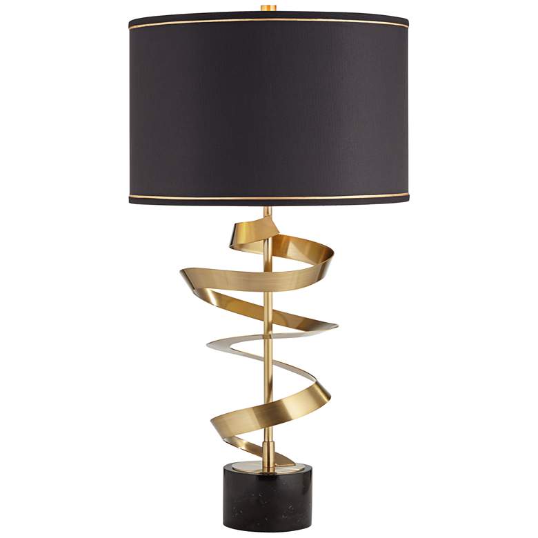 Image 3 Possini Euro Twist 31 inch Marble and Brass Sculpture Lamp with Dimmer