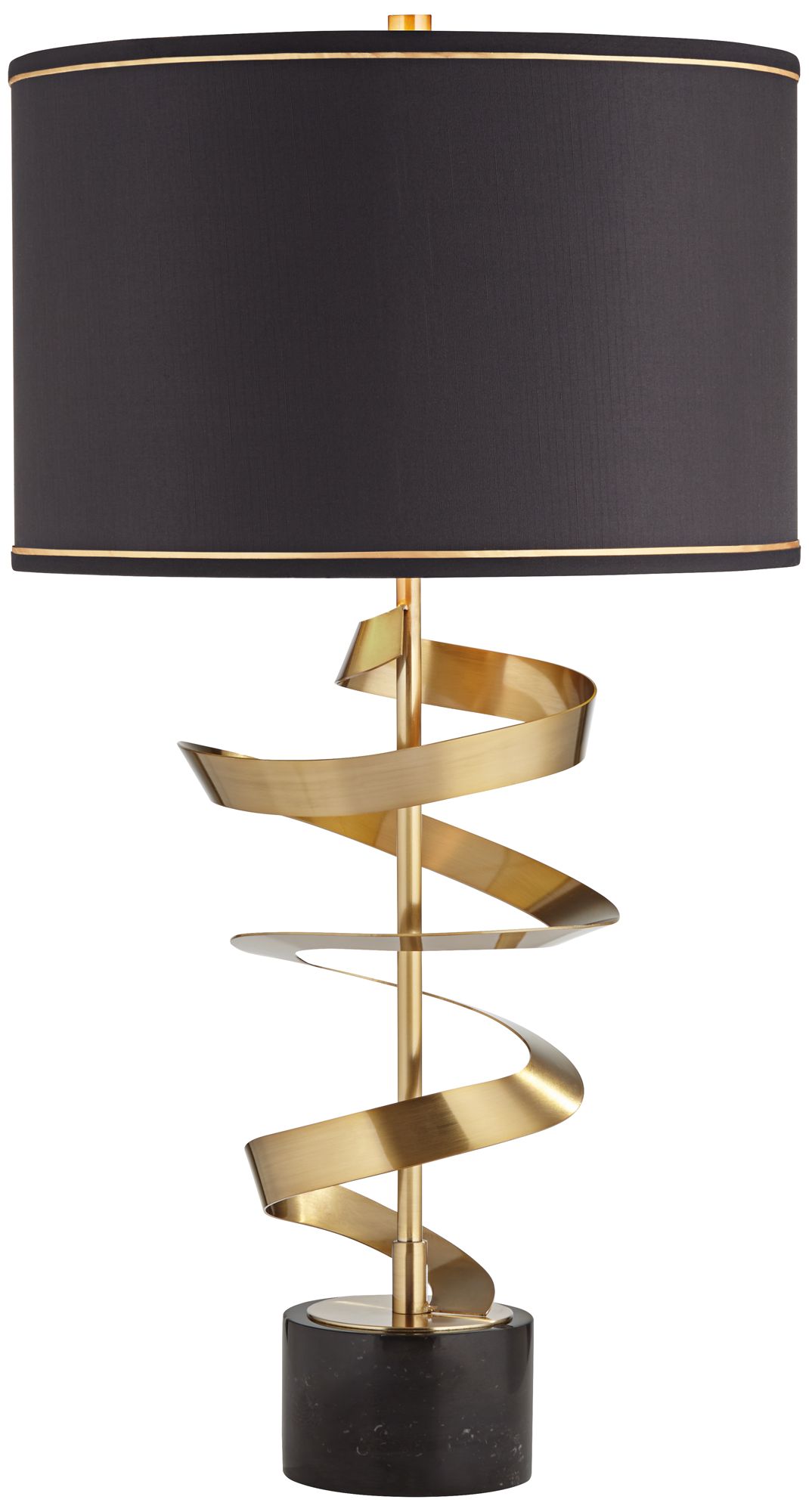 Watch A Video About the Possini Euro Twist Brass and Black Marble Sculpture Table Lamp with Dimmer