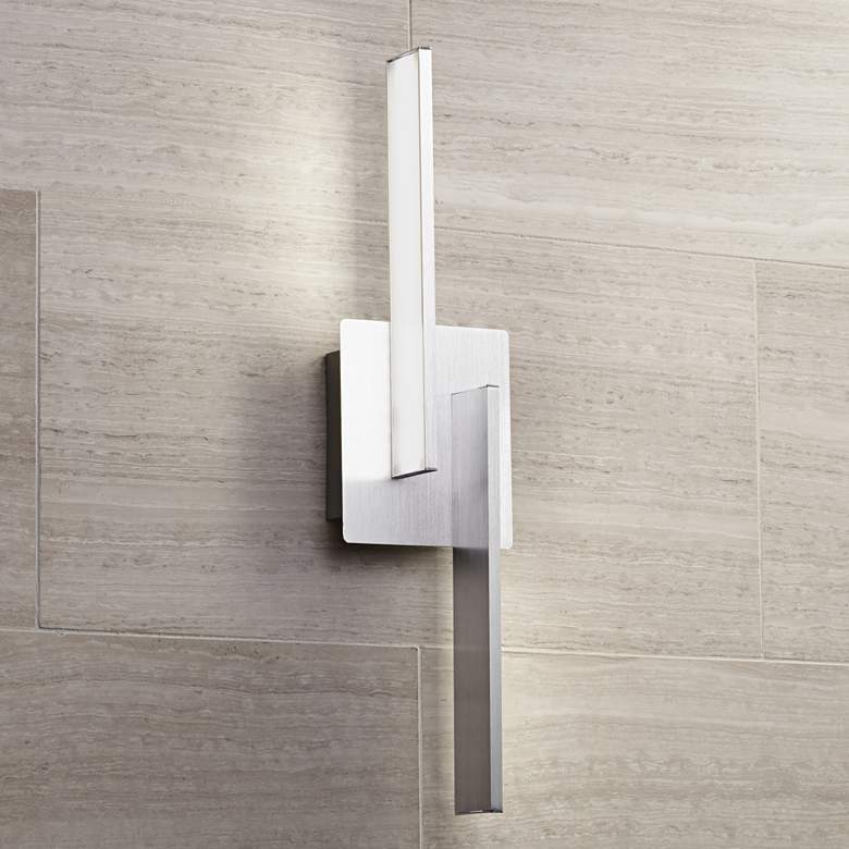 Image 5 Possini Euro Two Linears 5 1/2" High LED Brushed Aluminum Wall Sconce more views