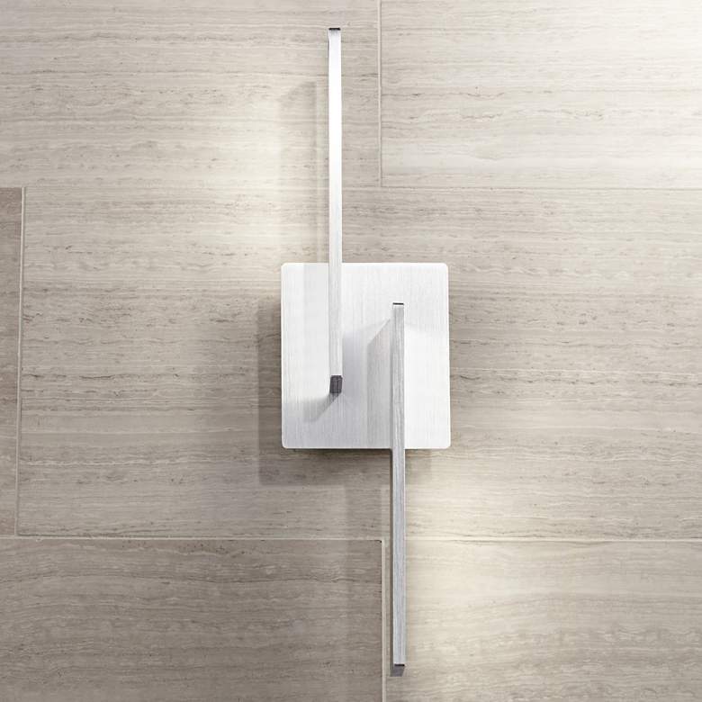 Image 6 Possini Euro Two Linears 5 1/2 inch High LED Brushed Aluminum Wall Sconce more views