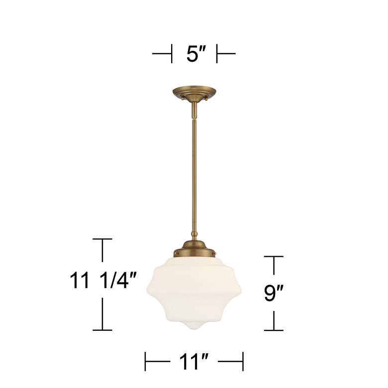 Image 7 Possini Euro Tyce 11" Soft Gold Opal Glass Schoolhouse Mini Pendant more views