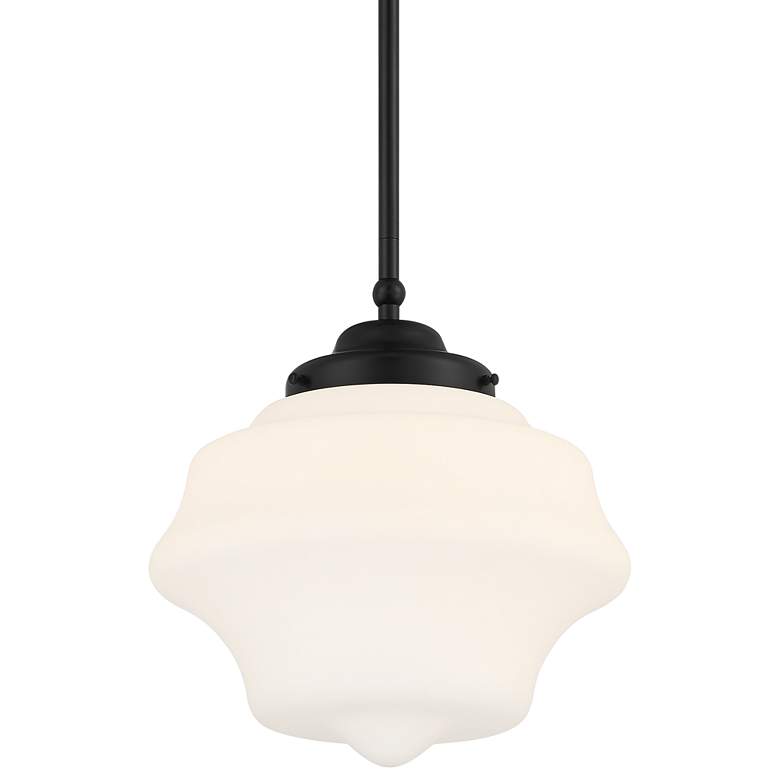 Image 2 Possini Euro Tyce 11 inch Wide Black and Opal Schoolhouse Pendant Light