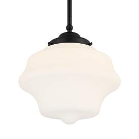 Image3 of Possini Euro Tyce 11" Wide Black and Opal Schoolhouse Pendant Light more views