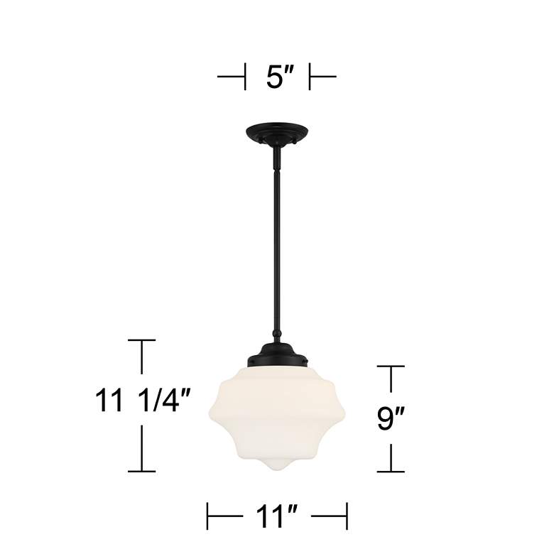 Image 7 Possini Euro Tyce 11" Wide Black and Opal Schoolhouse Pendant Light more views