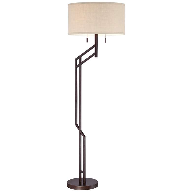 Image 7 Possini Euro Tyler 61 3/4 inch Bronze Pull Chain Offset Arm Floor Lamp more views