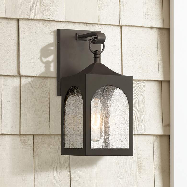 Image 1 Possini Euro Tyne 12"H Bronze Lantern Outdoor Wall Light