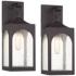 Possini Euro Tyne 16 1/2"H Bronze Lantern Outdoor Wall Light Set of 2