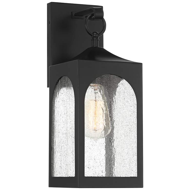 Image 2 Possini Euro Tyne 16" High Matte Black Lantern Outdoor Wall Light