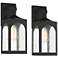 Possini Euro Tyne 16" Matte Black Lantern Outdoor Wall Light Set of 2