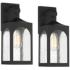 Possini Euro Tyne 16" Matte Black Lantern Outdoor Wall Light Set of 2