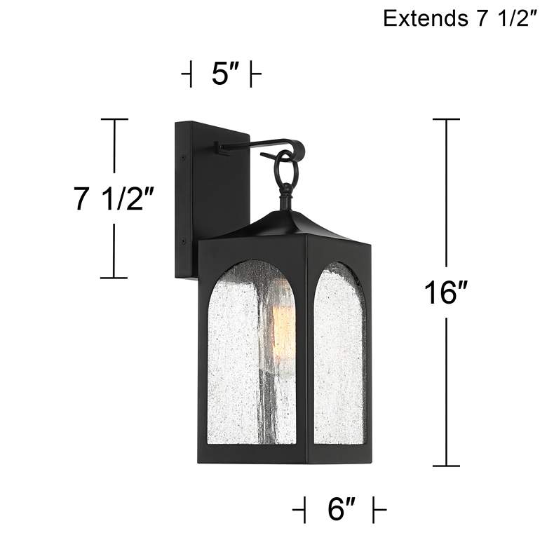 Image 7 Possini Euro Tyne 16" Matte Black Lantern Outdoor Wall Light Set of 2 more views