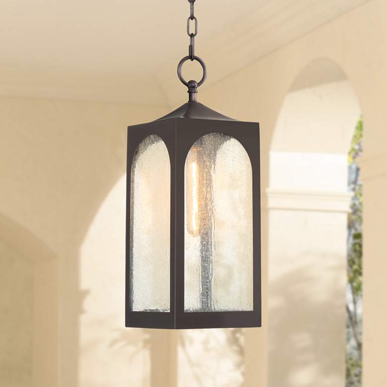 Image 1 Possini Euro Tyne 19 inch High Bronze Lantern Outdoor Hanging Porch Light