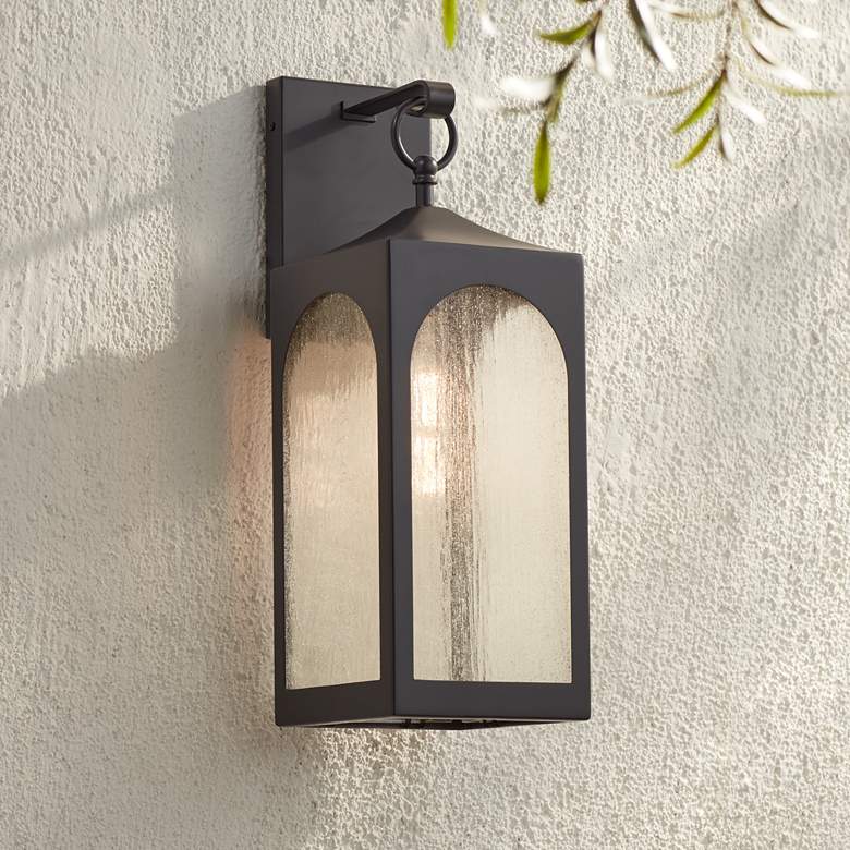 Image 2 Possini Euro Tyne 20 1/2 inch High Bronze Lantern Outdoor Wall Light