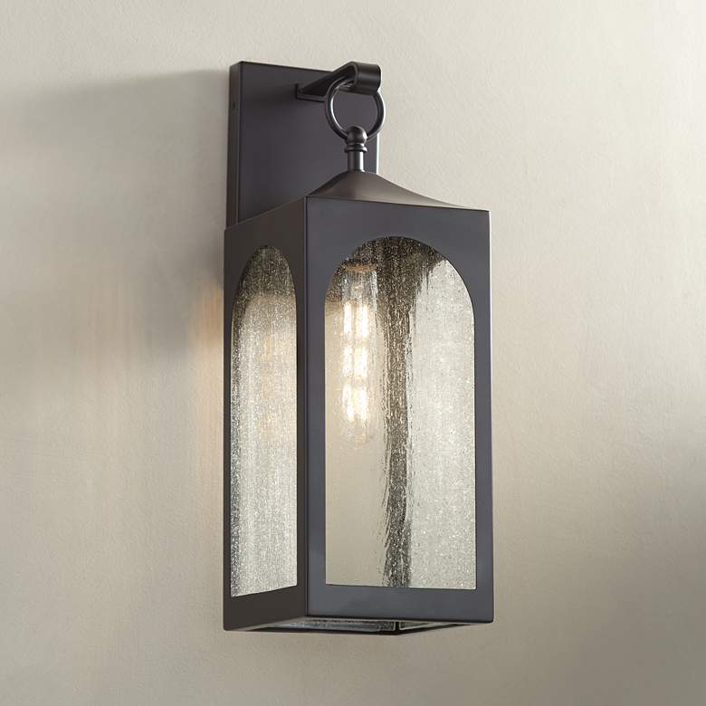 Image 1 Possini Euro Tyne 20 1/2 inch High Bronze Lantern Wall Sconce