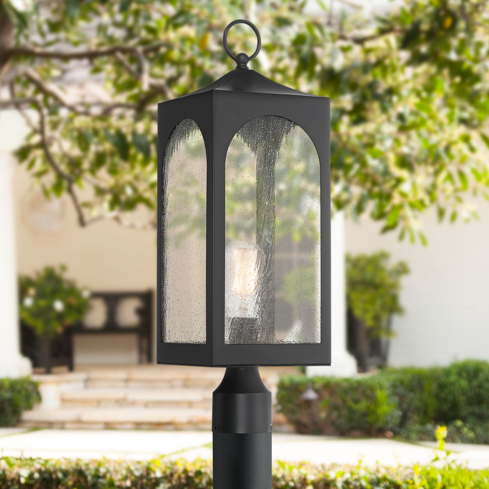 Possini Euro Tyne 22 1/4" High Black Lantern Outdoor Post Light