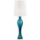 Possini Euro Tyra Blue Fluted Art Glass Console Table Lamp