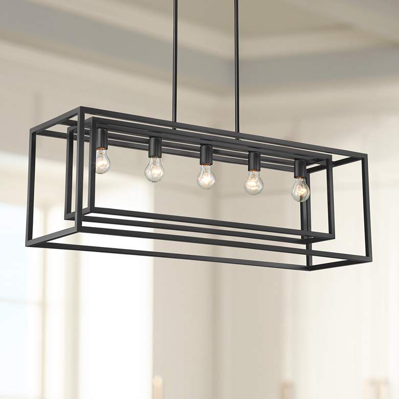 Image 1 Possini Euro Ulrich 40 inchW Bronze Kitchen Island Light Pendant