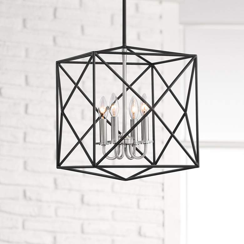 Image 1 Possini Euro Upton 16 1/2" Wide 4-Light Black Pendant Light