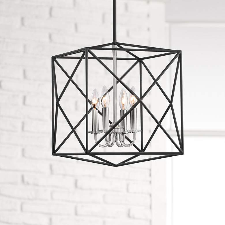 Image 1 Possini Euro Upton 16 1/2 inch Wide 4-Light Black Pendant Light