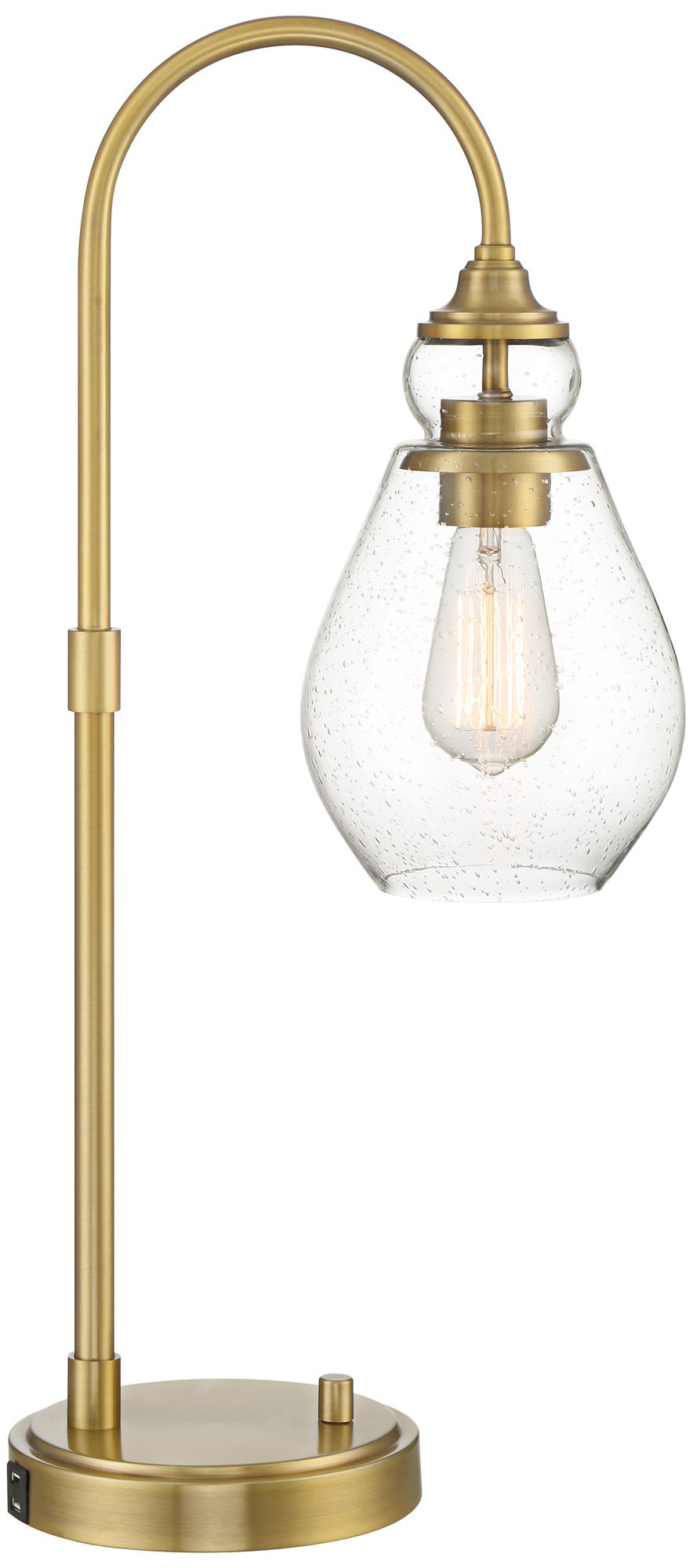 Possini Euro Vaile 27" Warm Gold and Glass Dual USB Desk Lamp