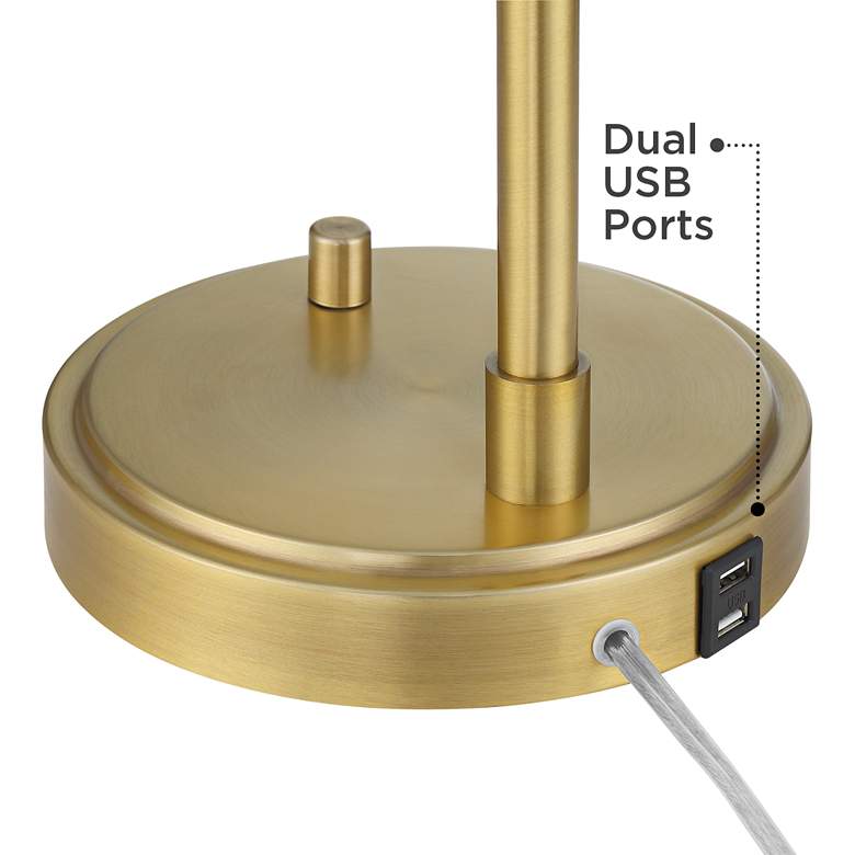 Image 5 Possini Euro Vaile 27" Warm Gold and Glass Dual USB Desk Lamp more views
