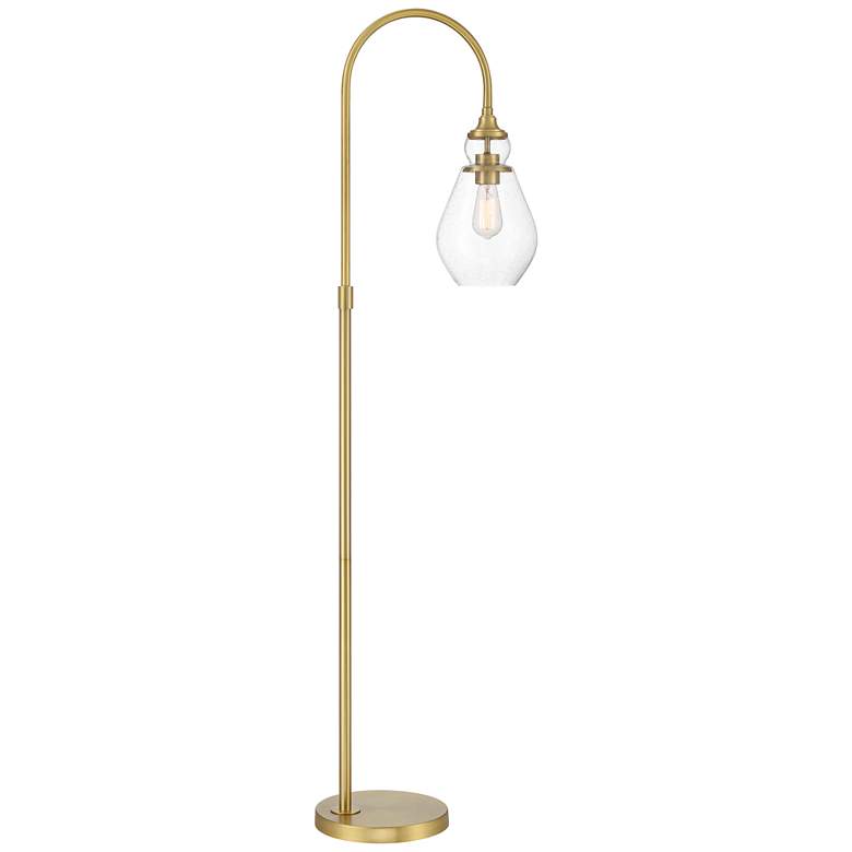Image 2 Possini Euro Vaile 66 inch Warm Gold Modern Arc Chairside Floor Lamp