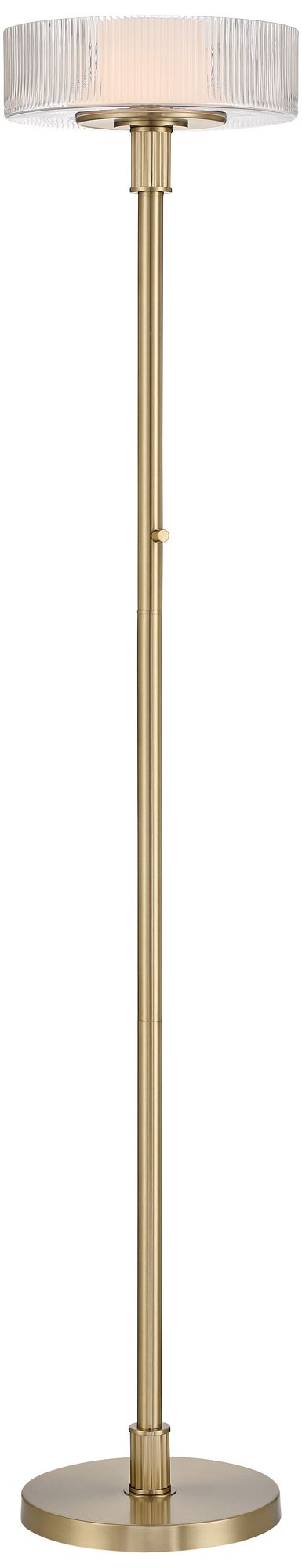 Image 2 Possini Euro Valencia 71 3/4"H Satin Brass Ribbed Glass Torchiere Lamp