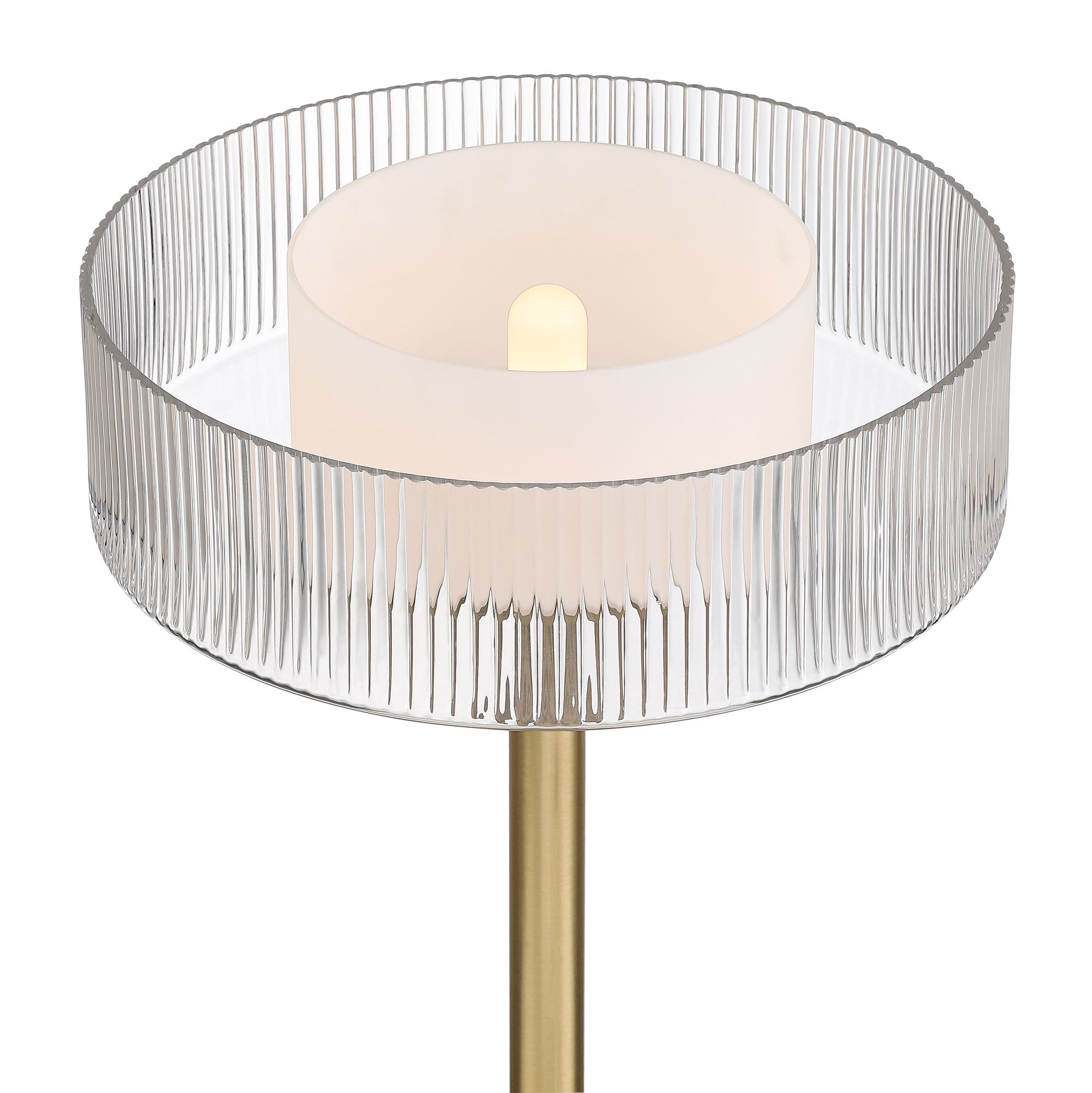 Image 4 Possini Euro Valencia 71 3/4"H Satin Brass Ribbed Glass Torchiere Lamp more views