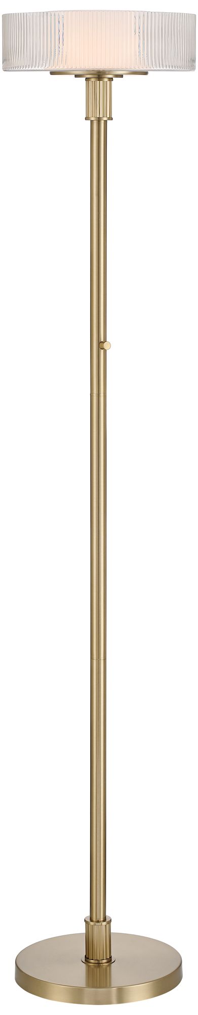 Possini Euro Valencia 71 3/4"H Satin Brass Ribbed Glass Torchiere Lamp