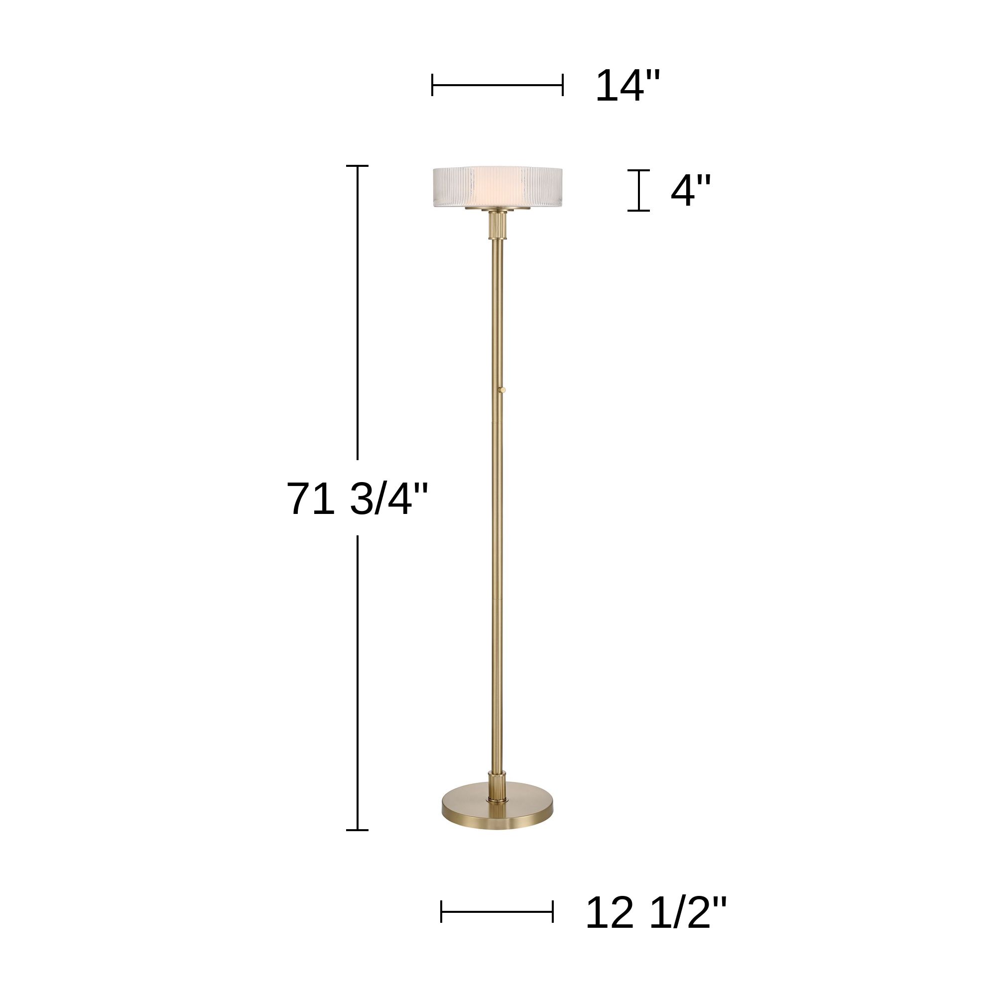 Possini Euro Valencia 71 3/4"H Satin Brass Ribbed Glass Torchiere Lamp