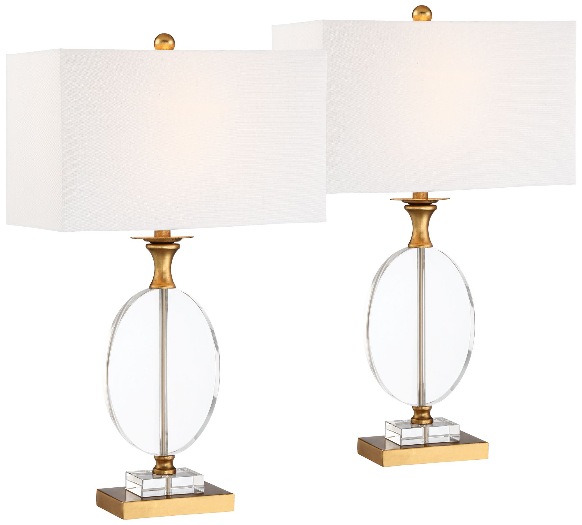 Possini Euro Valerie 28" Oval Crystal and Gold Lamps Set of 2