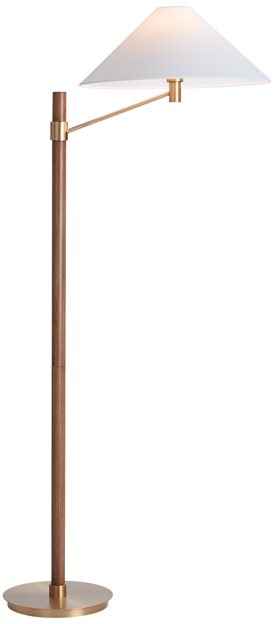Possini Euro Valian 64" High Aged Brass and Wood Finish Floor Lamp in scene