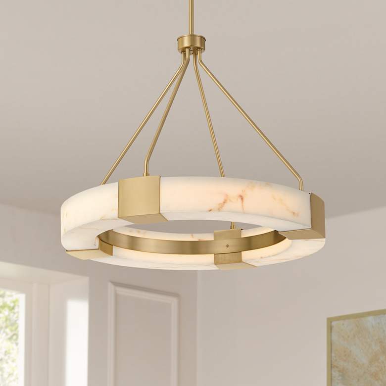 Image 1 Possini Euro Vana 28 1/2"W Gold and Faux Alabaster LED Ring Chandelier