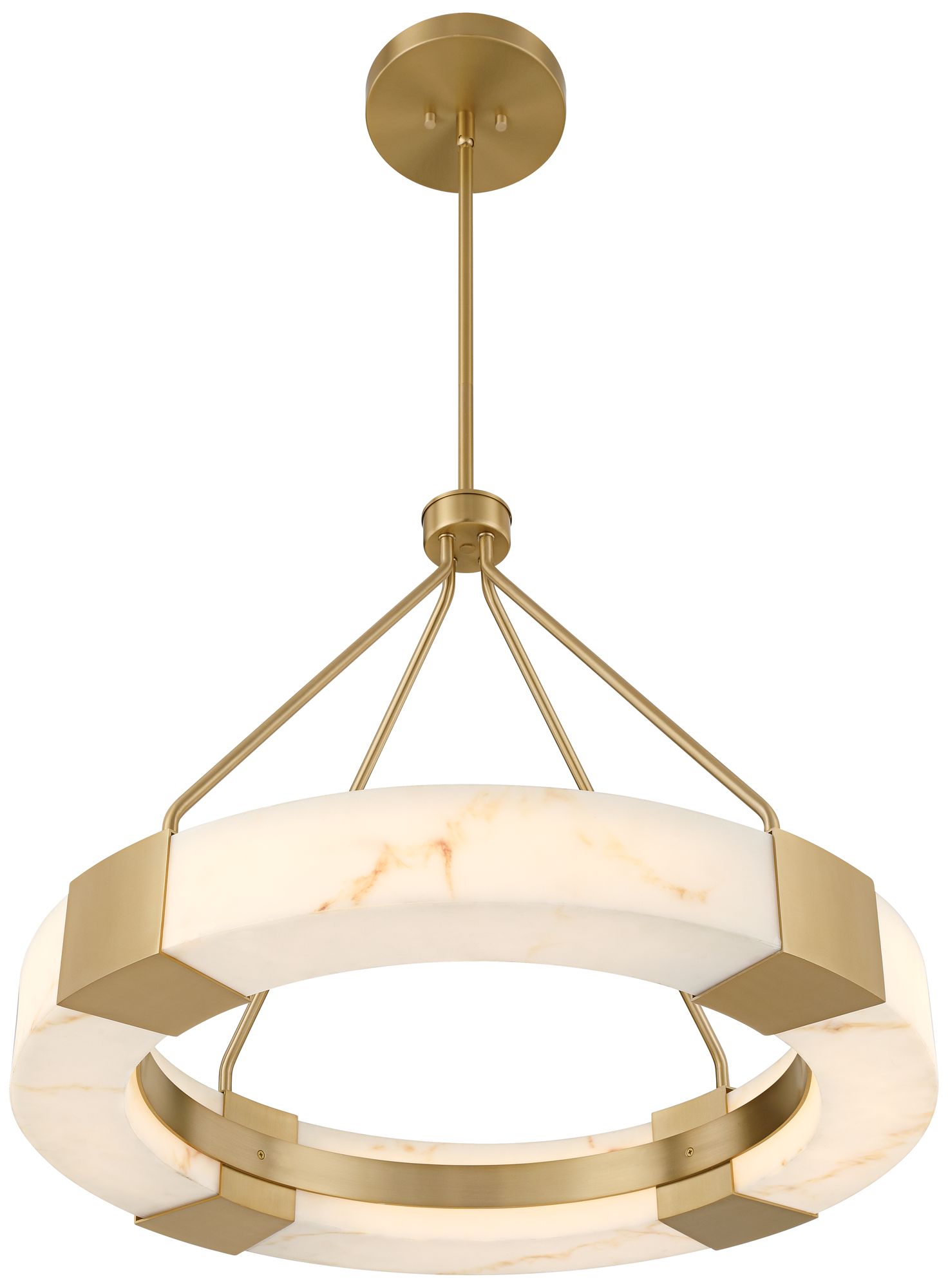 Possini Euro Vana 28 1/2"W Gold and Faux Alabaster LED Ring Chandelier