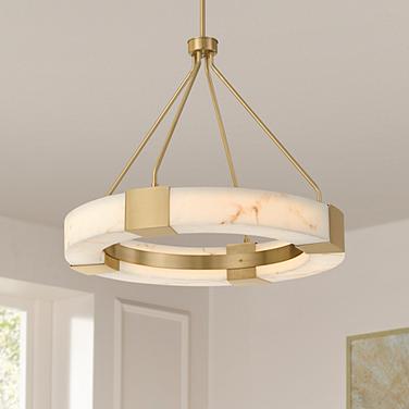 Possini Euro Vana 28 1/2"W Gold and Faux Alabaster LED Ring Chandelier