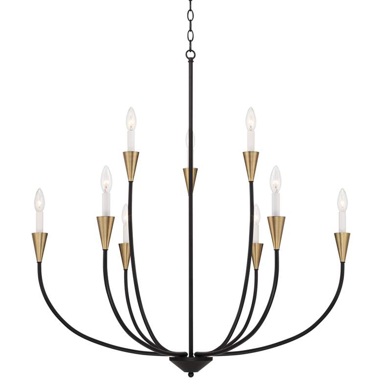 Image 2 Possini Euro Vanelti 37" Black and Gold 9-Light Candelabra Chandelier